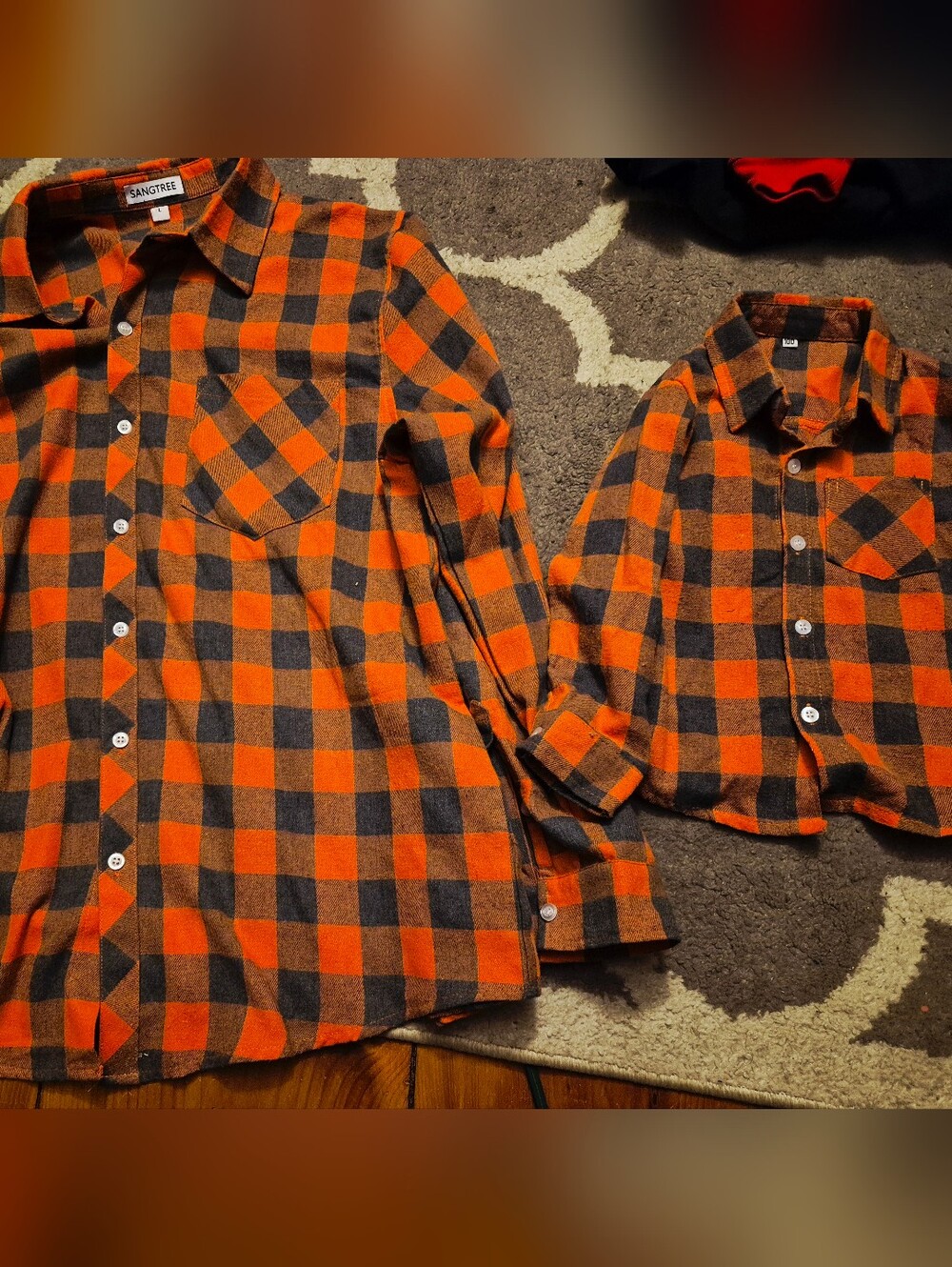 Matching Father & Son Flannel Shirts Mens Large Boys 3/4T